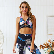 Women's Flower Printed Sports Clothes Set - Blue Force Sports