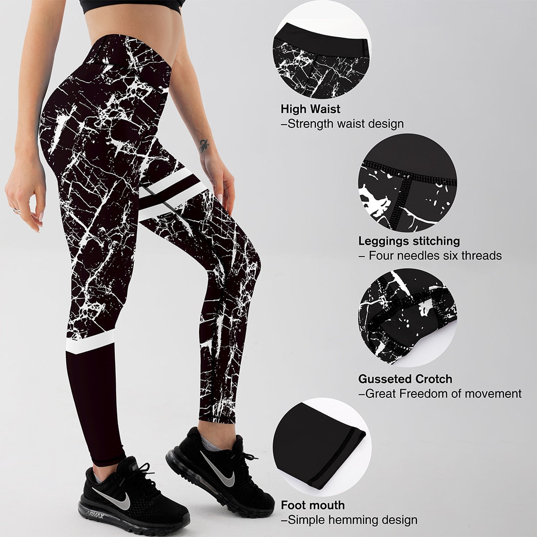 Women’s Marble Printed Leggings - Blue Force Sports