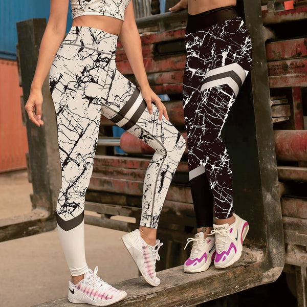 Women’s Marble Printed Leggings - Blue Force Sports