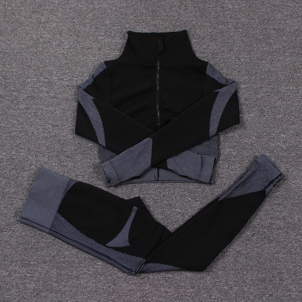 Women's Breathable Sports Crop Top and Leggings Set - Blue Force Sports