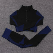 Women's Breathable Sports Crop Top and Leggings Set - Blue Force Sports