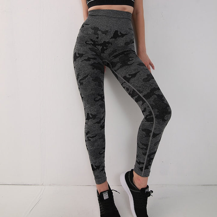 Women's Camouflage High-Waisted Leggings - Blue Force Sports