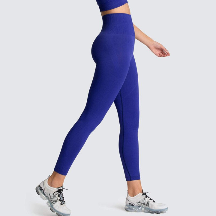Women's Solid Color High Waist Gym Leggings - Blue Force Sports