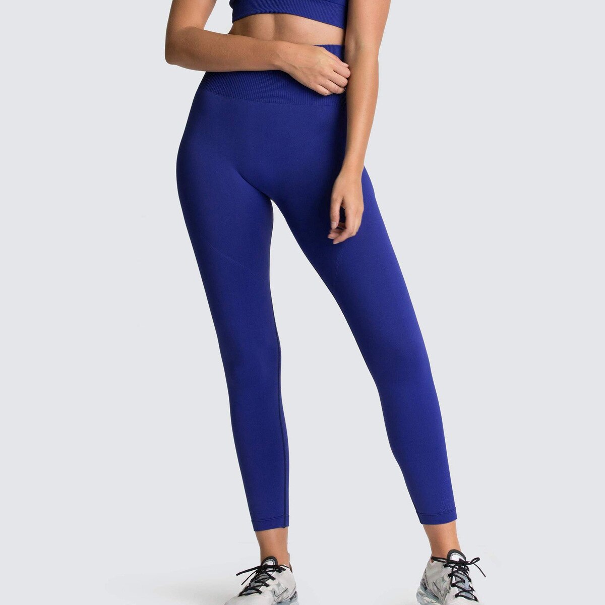 Women's Solid Color High Waist Gym Leggings - Blue Force Sports