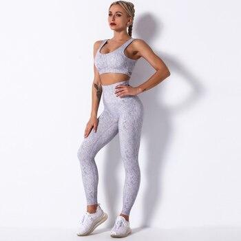 Women's Melange Color Yoga Bra and Leggings Set - Blue Force Sports