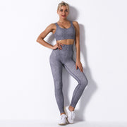 Women's Melange Color Yoga Bra and Leggings Set - Blue Force Sports