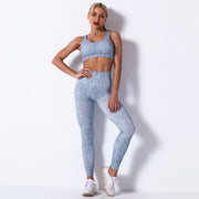 Women's Melange Color Yoga Bra and Leggings Set - Blue Force Sports