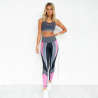 Women's Striped Gym Bra and Leggings Set - Blue Force Sports