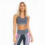 Women's Striped Gym Bra and Leggings Set - Blue Force Sports