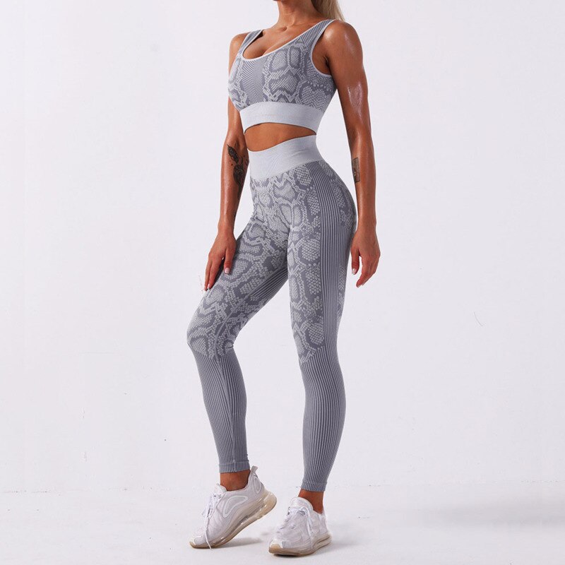 Women's Snake Skin Pattern Fitness Leggings - Blue Force Sports