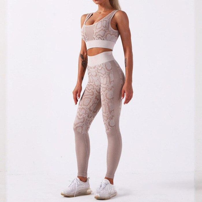 Women's Snake Skin Pattern Fitness Leggings - Blue Force Sports