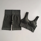 Women's Striped Detail Sports Bra and Shorts Set - Blue Force Sports