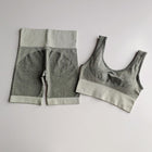 Women's Striped Detail Sports Bra and Shorts Set - Blue Force Sports