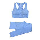 Women's Seamless Gym Leggings, Top, Longsleeve and Shorts Set - Blue Force Sports