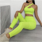 Women's Sports Leggings and Asymmetric Top Set - Blue Force Sports