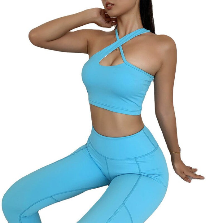 Women's Sports Leggings and Asymmetric Top Set - Blue Force Sports