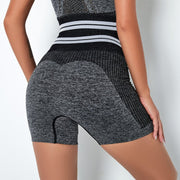 Women's Striped Trim Sports Bra and Shorts Set - Blue Force Sports