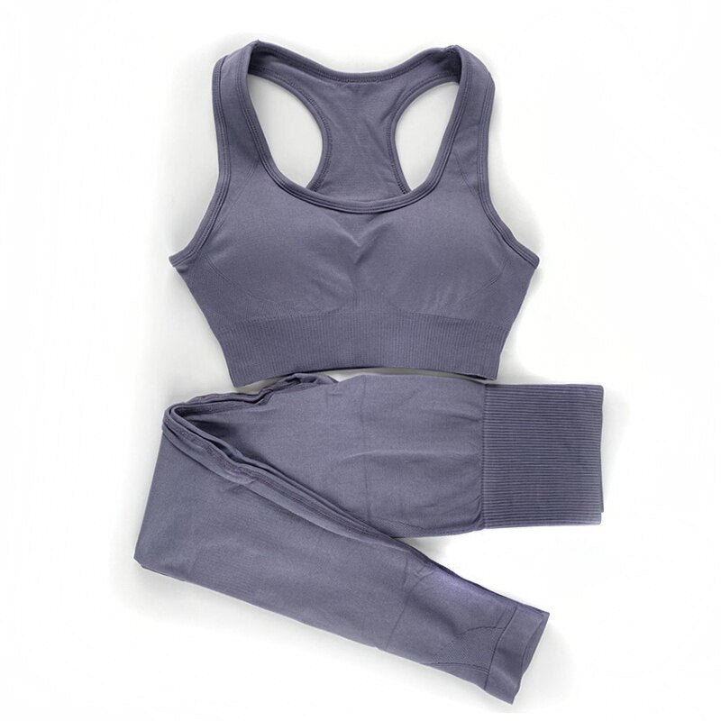 Women's Seamless Sports Bra and Leggings Set - Blue Force Sports