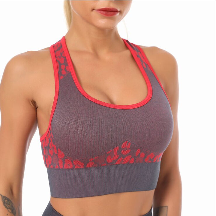 Women's Leopard Detail Sports Bra and Leggings Set - Blue Force Sports