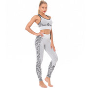 Women's Leopard Detail Sports Bra and Leggings Set - Blue Force Sports