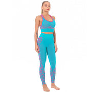 Women's Leopard Detail Sports Bra and Leggings Set - Blue Force Sports