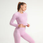 Women's Ribbed Seamless Sports Crop Top and Leggings Set - Blue Force Sports