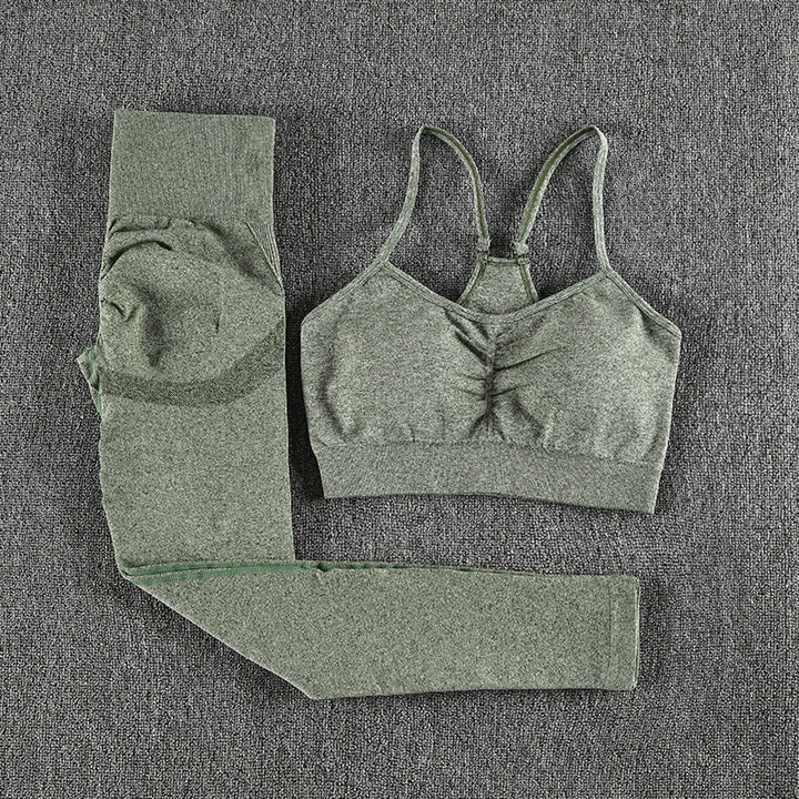 High Waist Leggings and Bra Set - Blue Force Sports