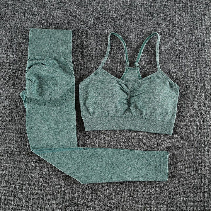 High Waist Leggings and Bra Set - Blue Force Sports