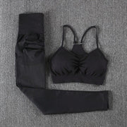 High Waist Leggings and Bra Set - Blue Force Sports