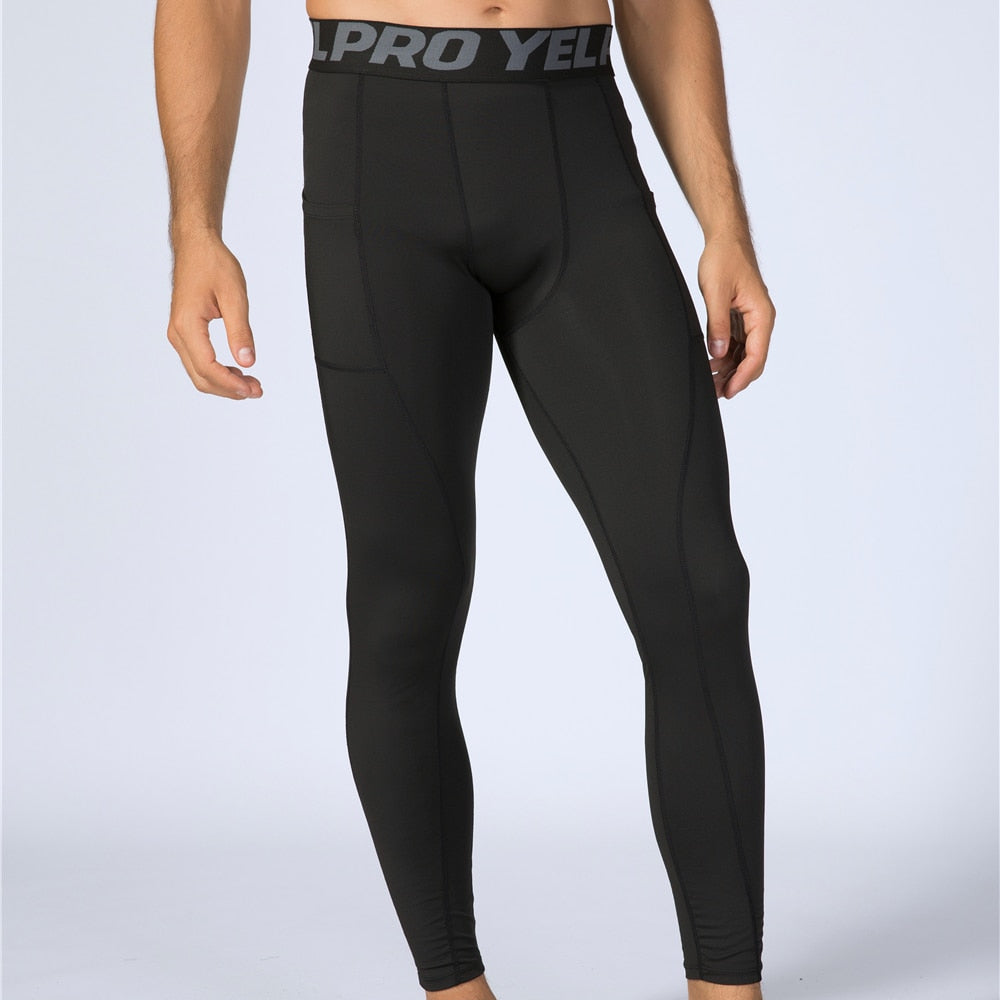 Phone Pocket Elastic Fitness Men's Leggings - Blue Force Sports