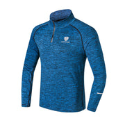 Men Long Sleeve Sports T-Shirt with Zipper - Blue Force Sports