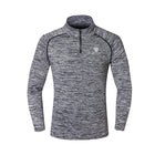 Men Long Sleeve Sports T-Shirt with Zipper - Blue Force Sports