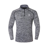 Men Long Sleeve Sports T-Shirt with Zipper - Blue Force Sports