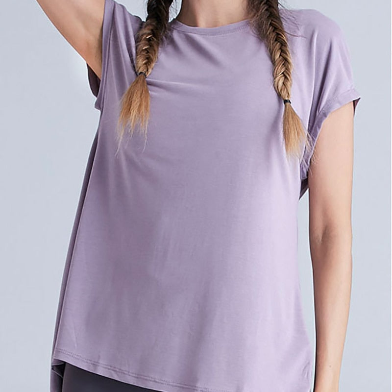 Women's Breathable Quick Dry Loose Yoga Top - Blue Force Sports