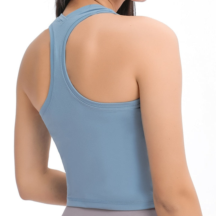 Women's Solid Color Y-Shaped Back Sports Top - Blue Force Sports