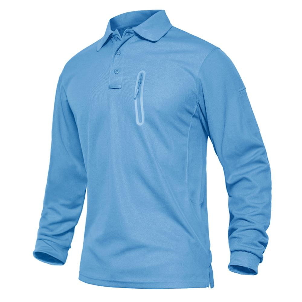 Men's Tactical Golf Polo Shirt with Chest Zipper Pocket - Blue Force Sports