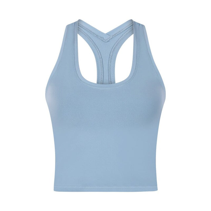 Women's Solid Color Y-Shaped Back Sports Top - Blue Force Sports