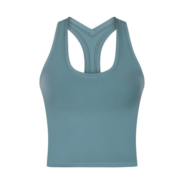 Women's Solid Color Y-Shaped Back Sports Top - Blue Force Sports