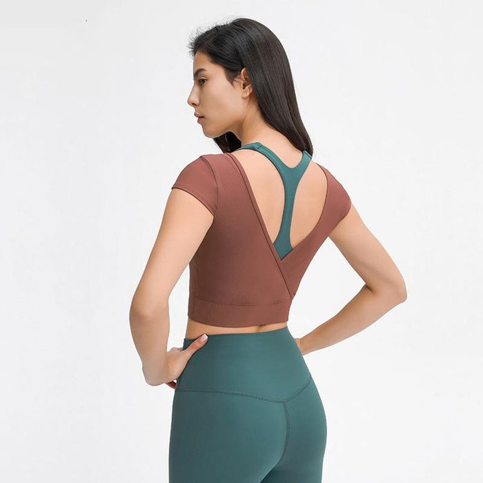 Women's Wrap Back Style Sports Crop Top - Blue Force Sports
