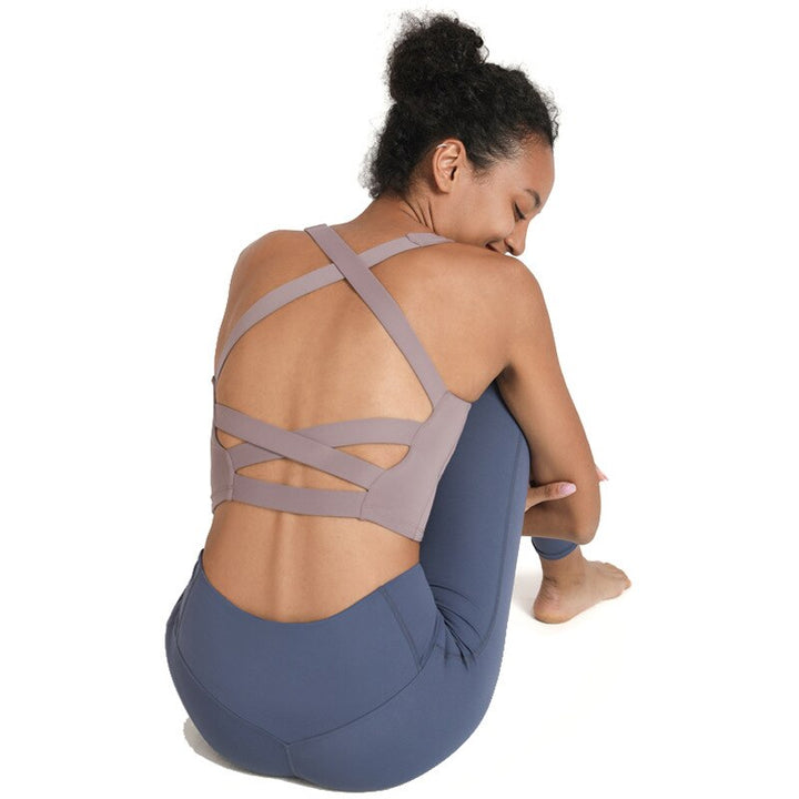 Women's Wide Straps Back Sports Top - Blue Force Sports