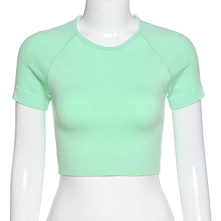 Women's Seamless Sports Crop T-Shirt - Blue Force Sports