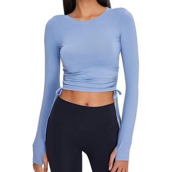 Women's Draped Sports Crop Long Sleeve - Blue Force Sports