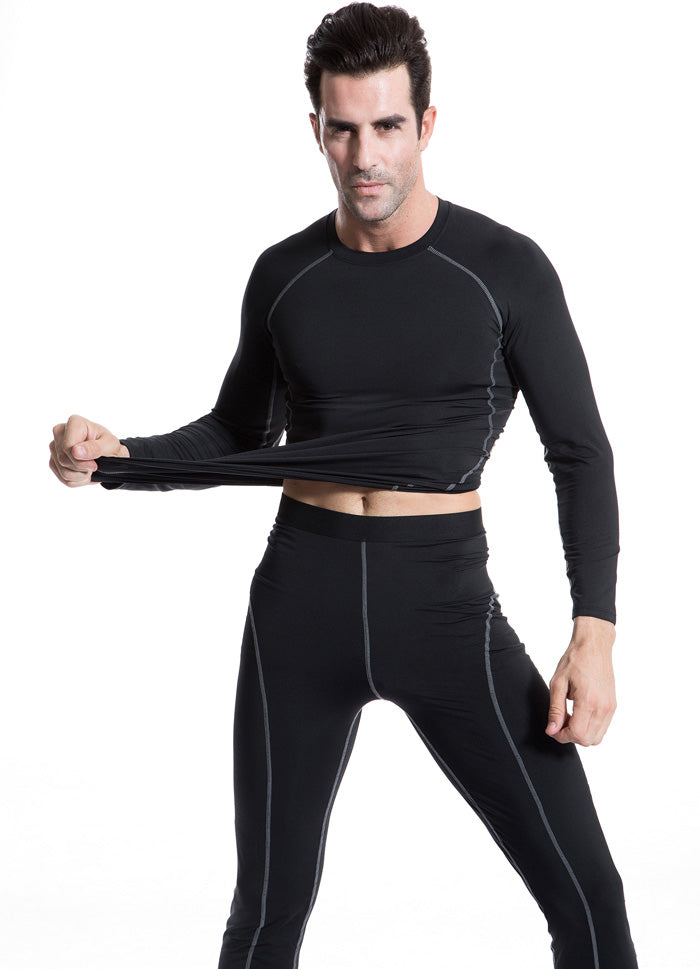 Men's Compression Sport Yoga T-Shirt with Long Sleeves - Blue Force Sports