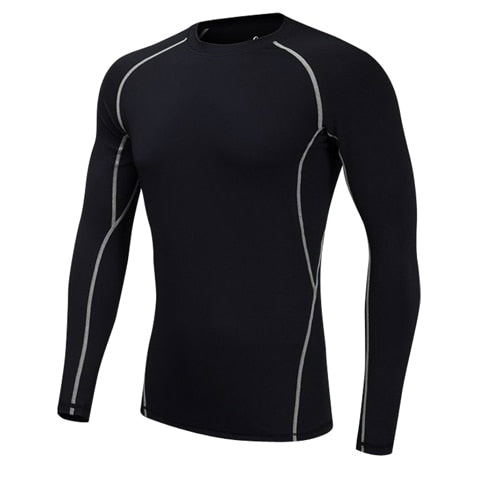 Men's Compression Sport Yoga T-Shirt with Long Sleeves - Blue Force Sports