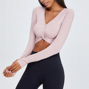 Women's Knot Crop Long Sleeve - Blue Force Sports