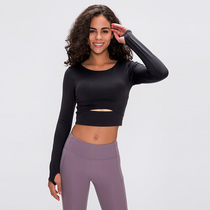 Women's Cut Out Detail Crop Long Sleeve - Blue Force Sports