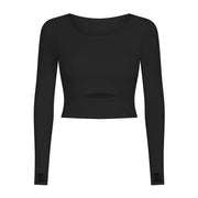 Women's Cut Out Detail Crop Long Sleeve - Blue Force Sports