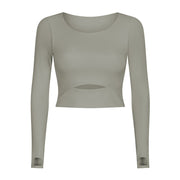 Women's Cut Out Detail Crop Long Sleeve - Blue Force Sports