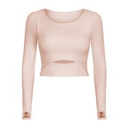 Women's Cut Out Detail Crop Long Sleeve - Blue Force Sports