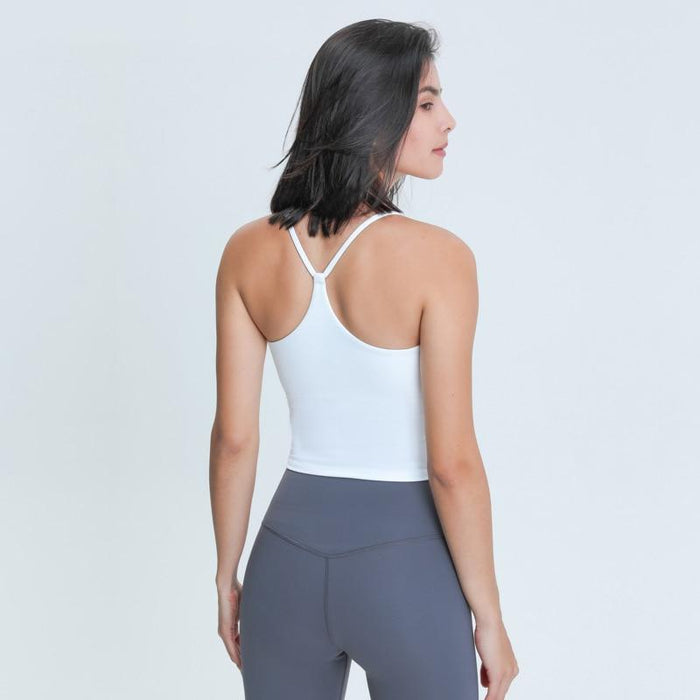 Women's Y-Shape Back Solid Color Sports Top - Blue Force Sports